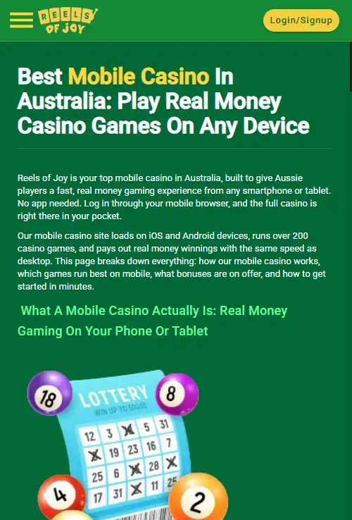 Reels of Joy Mobile Casino: Browser Play on iPhone and Android
